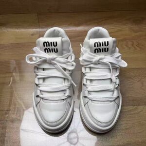 Miu Miu Classic White Lace-Up Sneakers